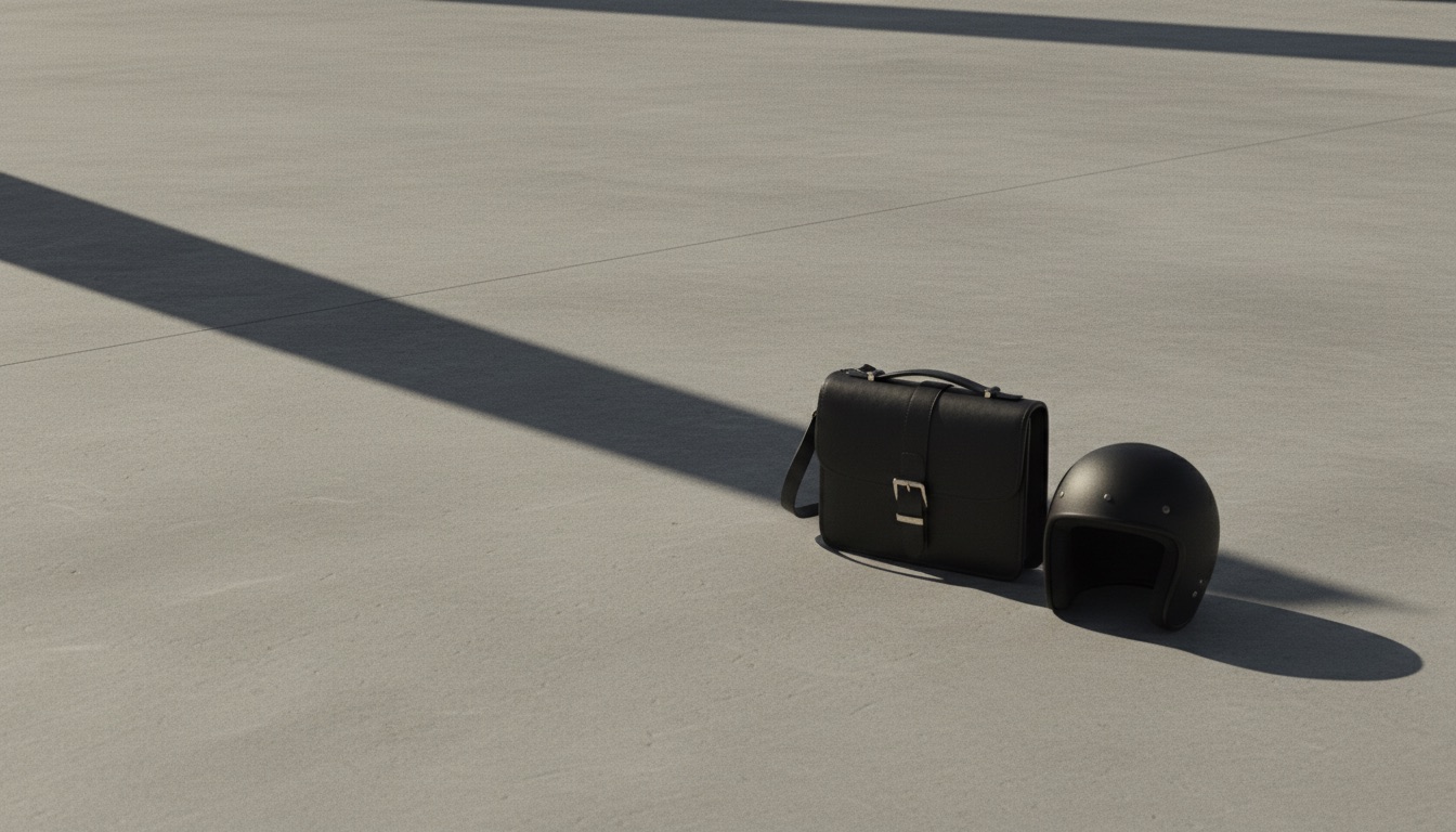 Bag and helmet on concrete